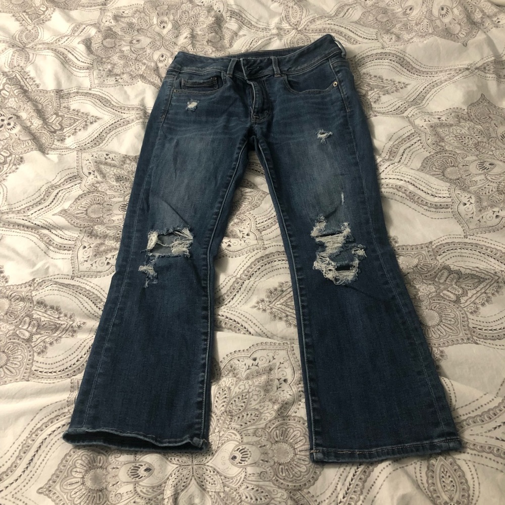 American Eagle Distressed Kick Crop Jeans
